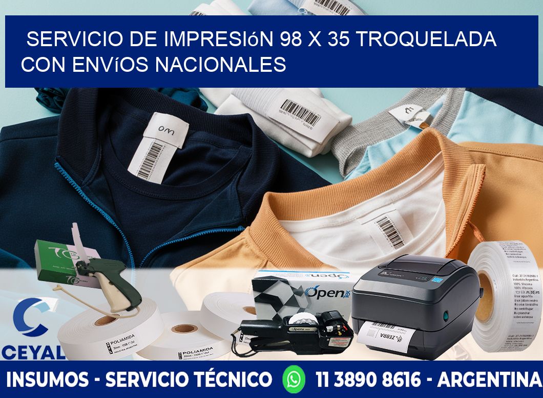 Servicio de impresión 98 x 35 troquelada con envíos nacionales
