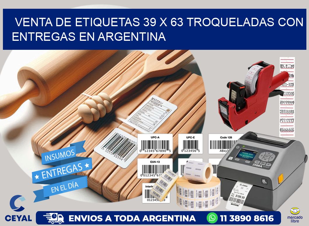 Venta de etiquetas 39 x 63 troqueladas con entregas en Argentina
