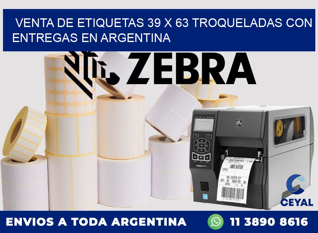 Venta de etiquetas 39 x 63 troqueladas con entregas en Argentina