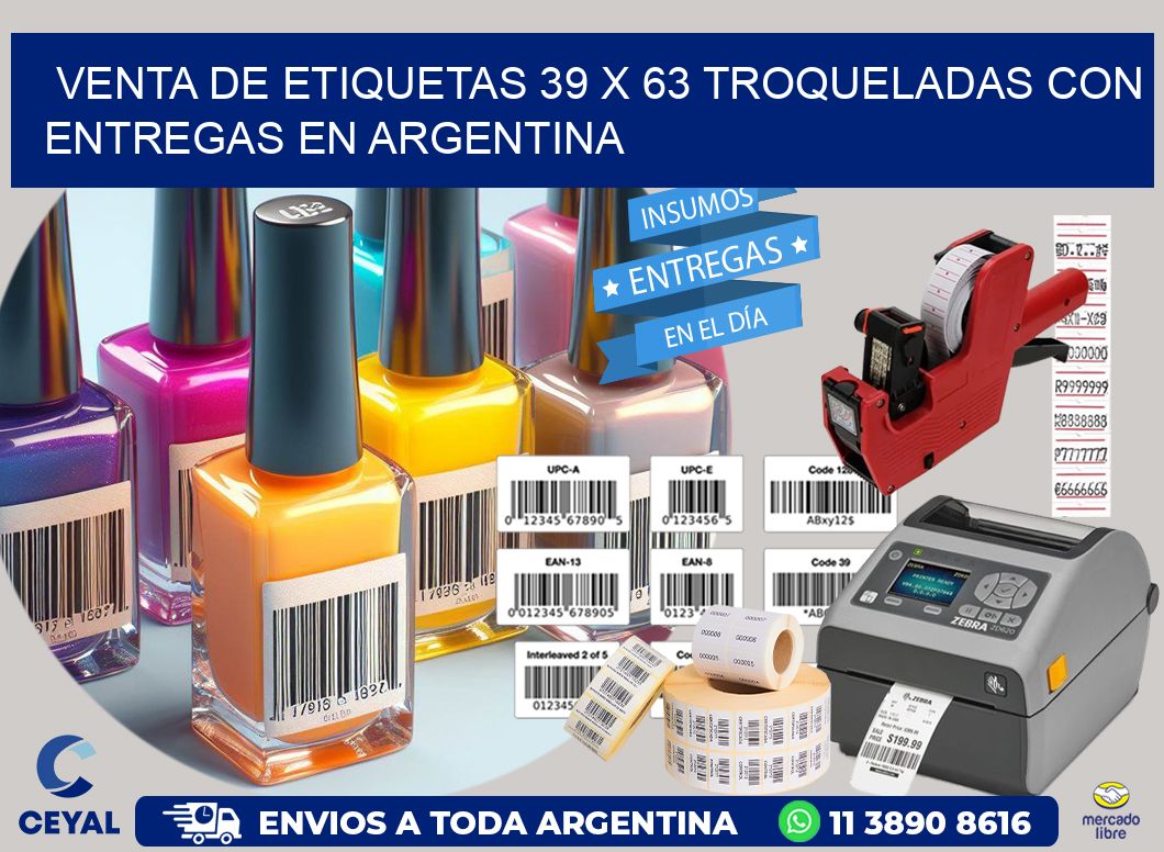 Venta de etiquetas 39 x 63 troqueladas con entregas en Argentina