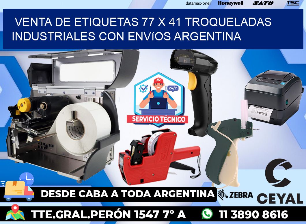 Venta de etiquetas 77 x 41 troqueladas industriales con envíos Argentina