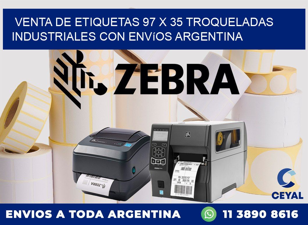 Venta de etiquetas 97 x 35 troqueladas industriales con envíos Argentina