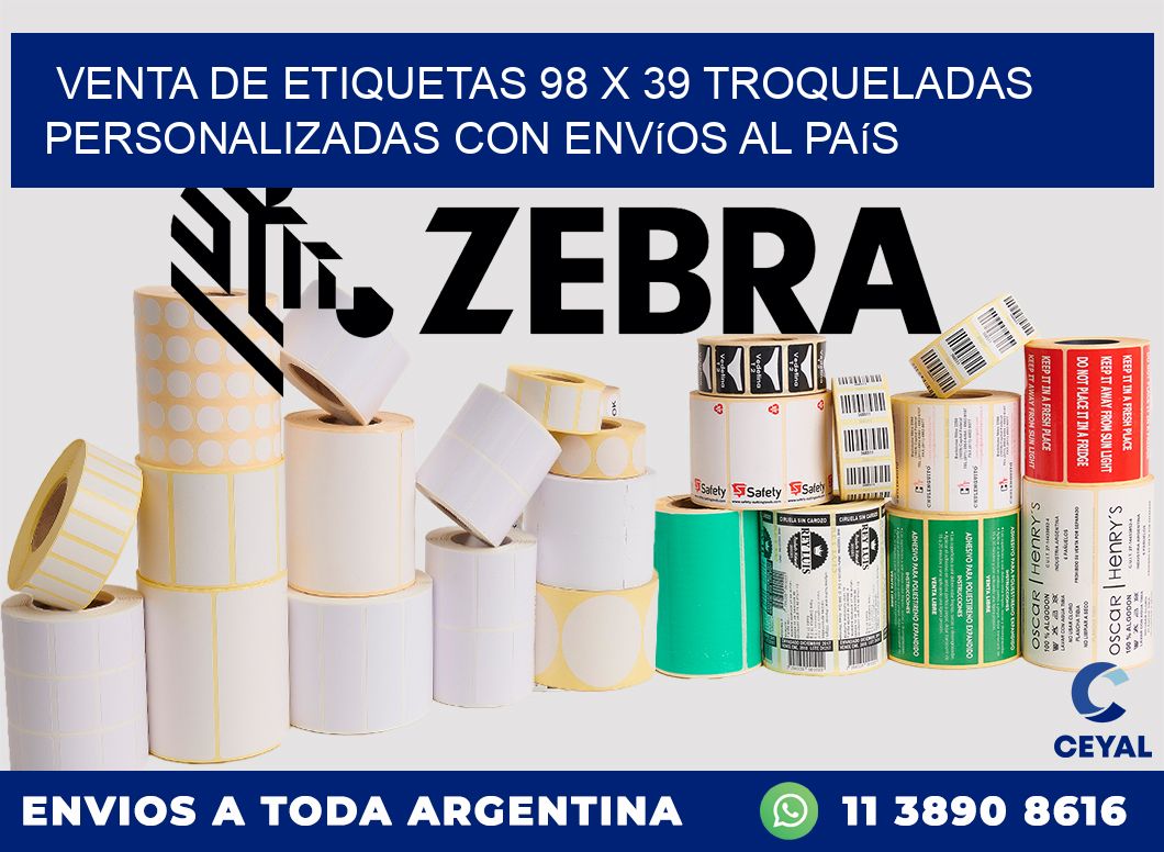 Venta de etiquetas 98 x 39 troqueladas personalizadas con envíos al país