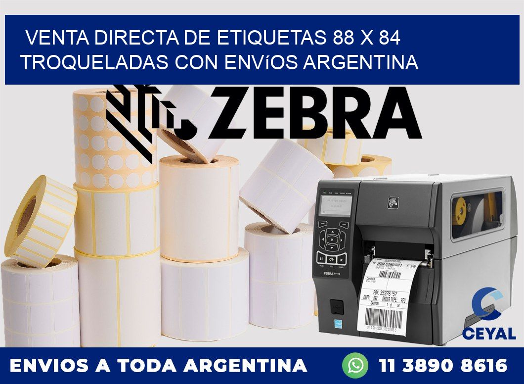 Venta directa de etiquetas 88 x 84 troqueladas con envíos Argentina