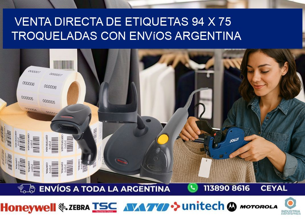 Venta directa de etiquetas 94 x 75 troqueladas con envíos Argentina