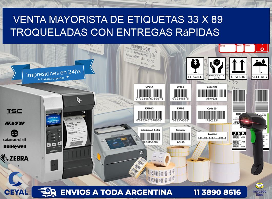 Venta mayorista de etiquetas 33 x 89 troqueladas con entregas rápidas