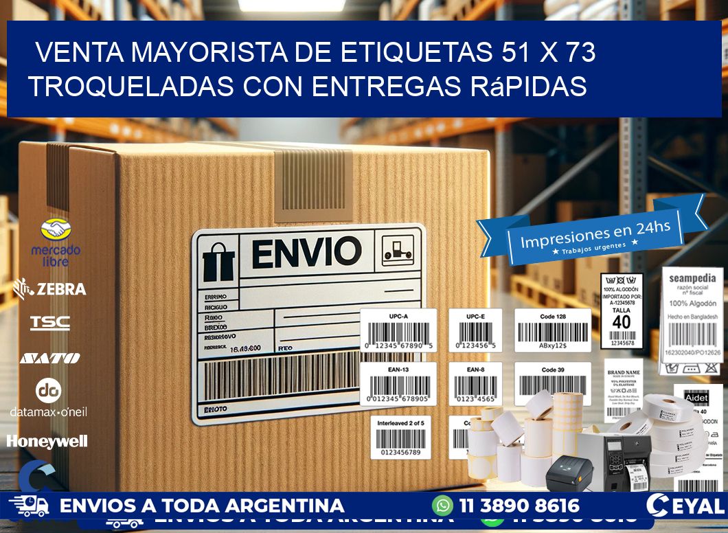Venta mayorista de etiquetas 51 x 73 troqueladas con entregas rápidas