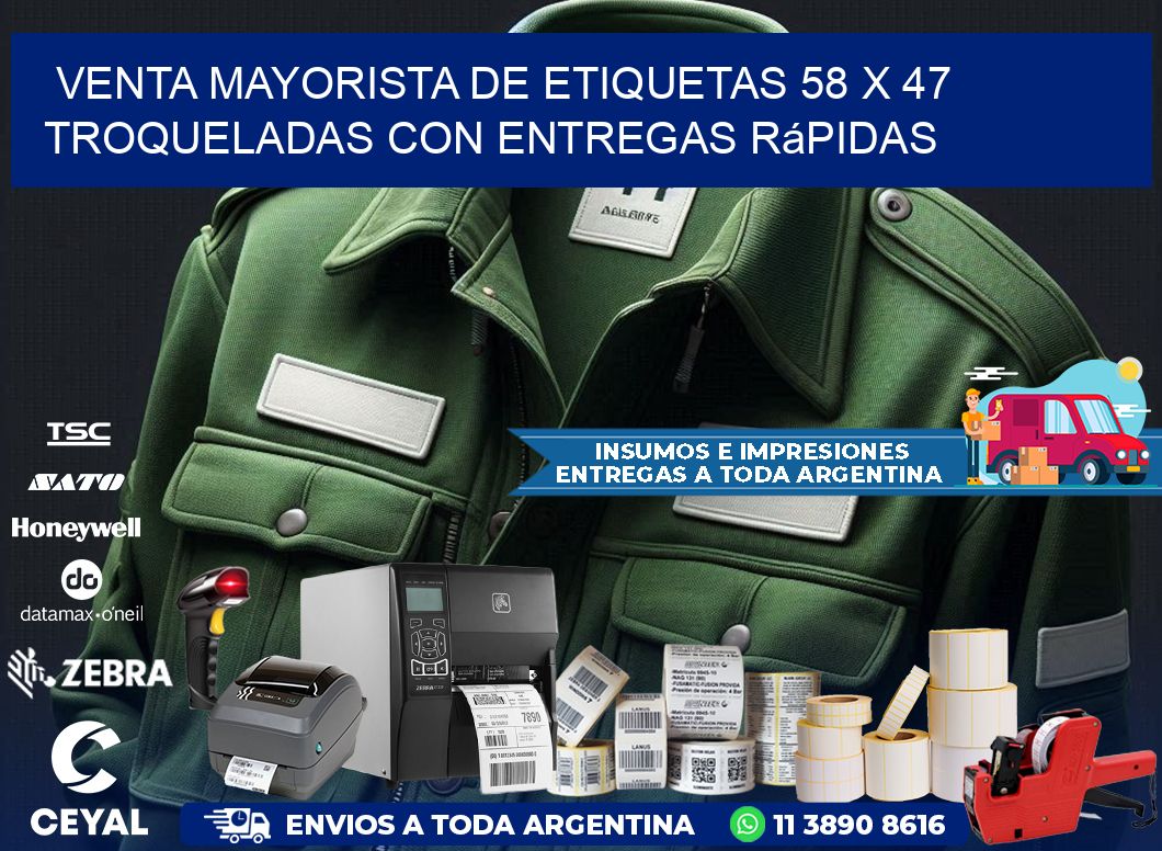 Venta mayorista de etiquetas 58 x 47 troqueladas con entregas rápidas