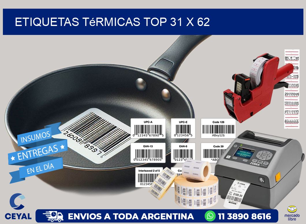 etiquetas Térmicas top 31 x 62