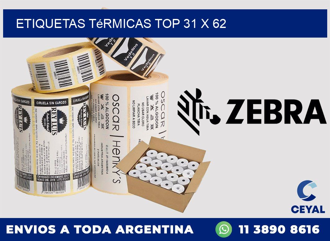 etiquetas Térmicas top 31 x 62