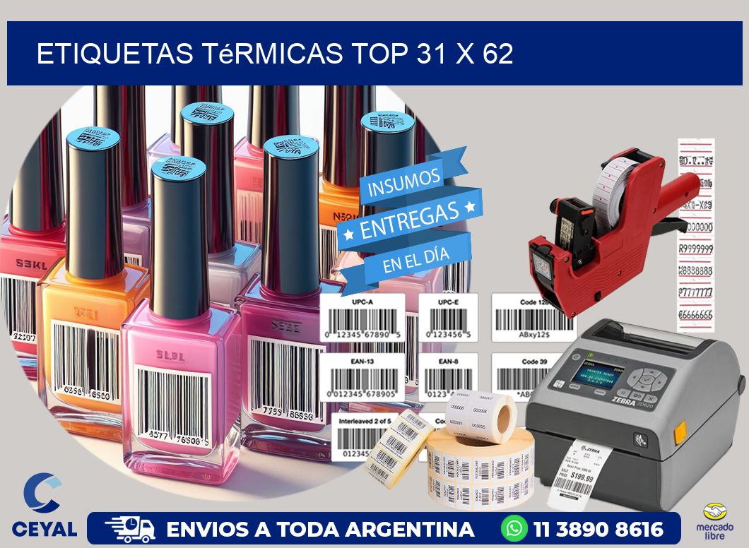 etiquetas Térmicas top 31 x 62