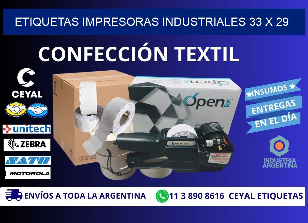 etiquetas impresoras industriales 33 x 29