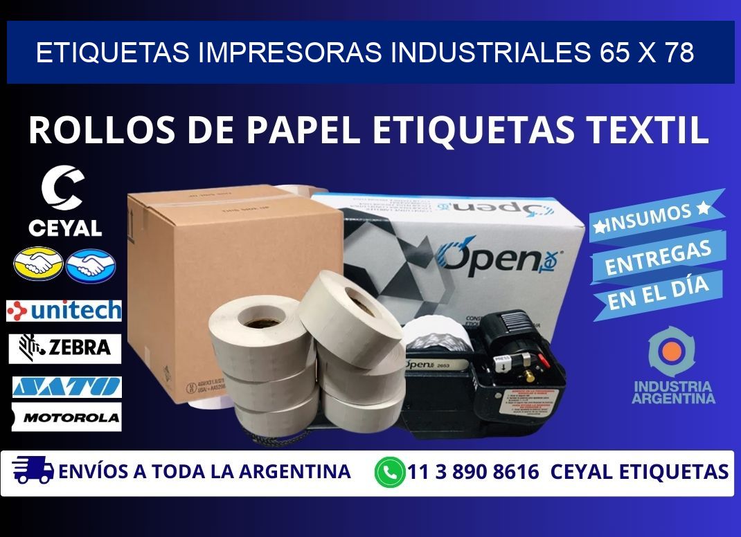 etiquetas impresoras industriales 65 x 78