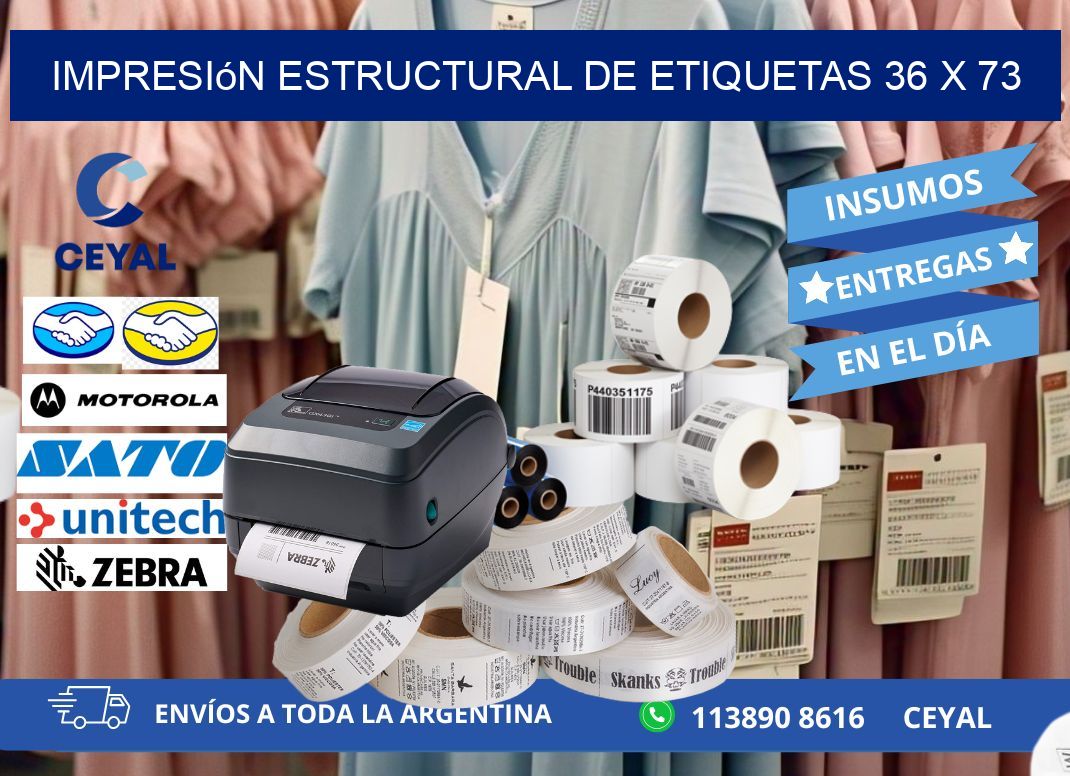 impresión estructural de etiquetas 36 x 73