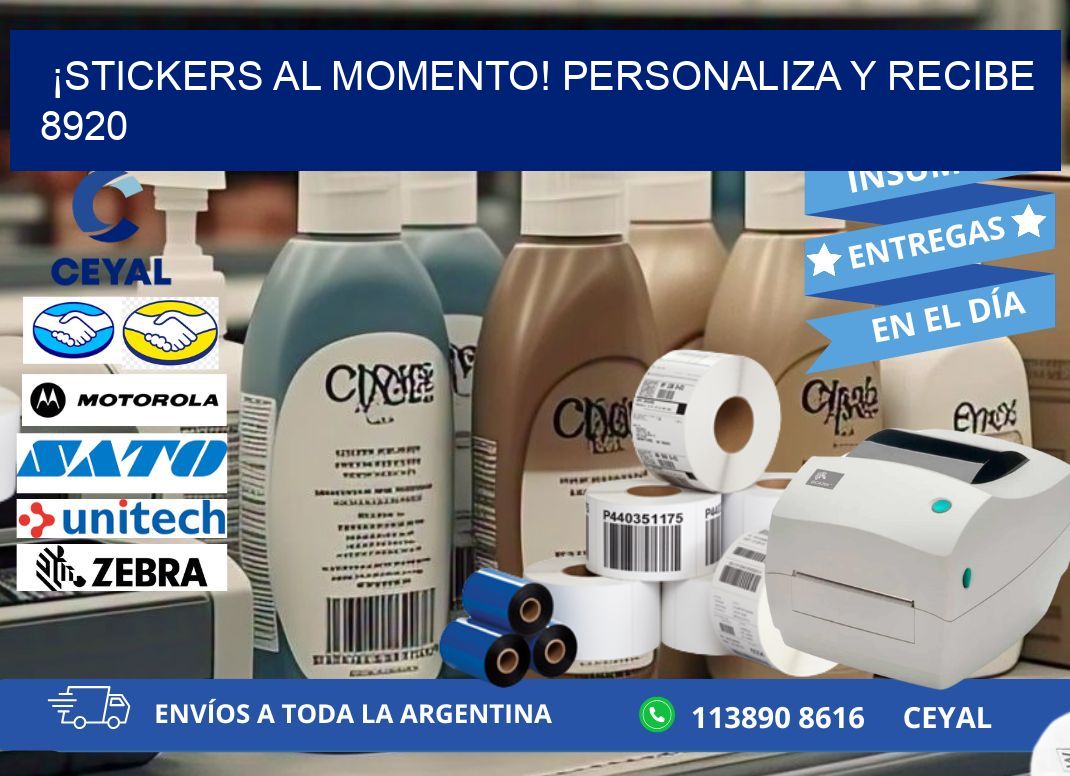 ¡Stickers al Momento! Personaliza y Recibe 8920