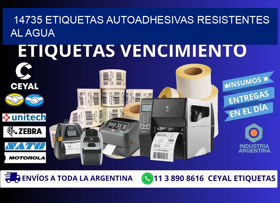14735 etiquetas autoadhesivas resistentes al agua