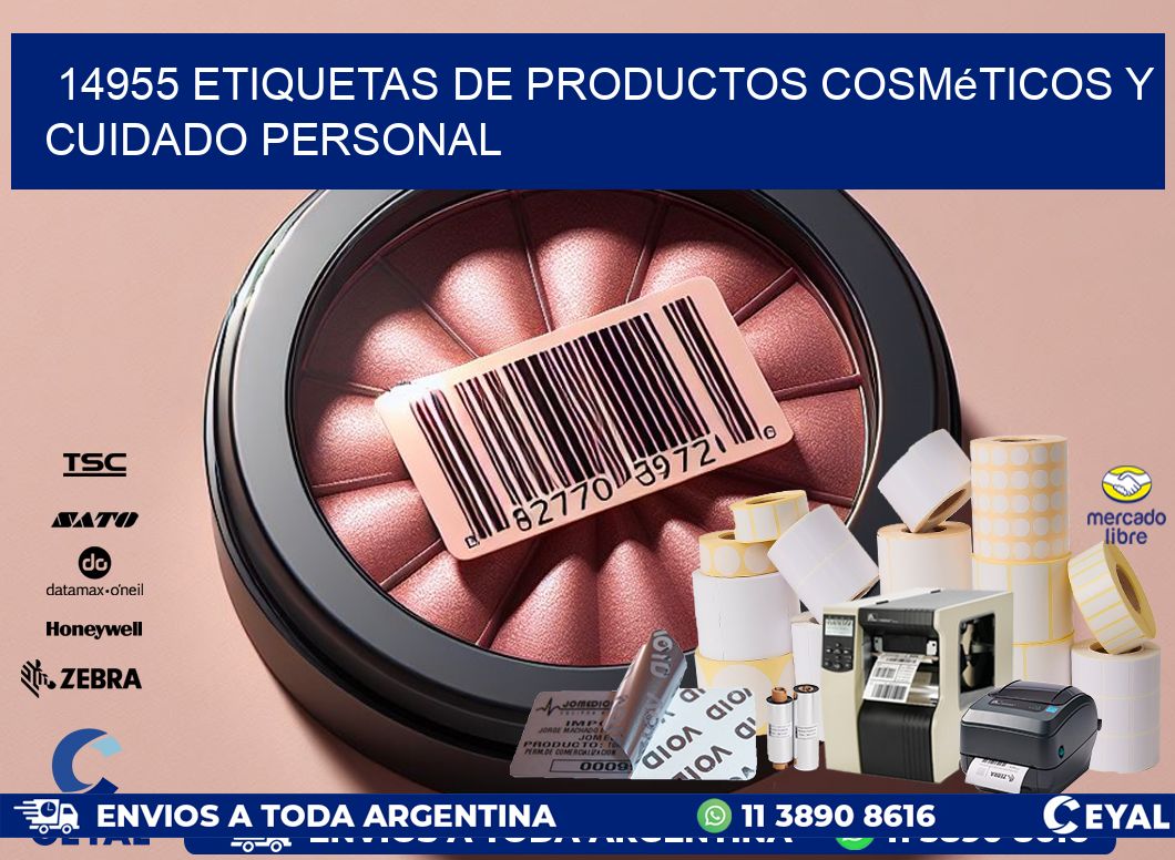 14955 Etiquetas de productos cosméticos y cuidado personal