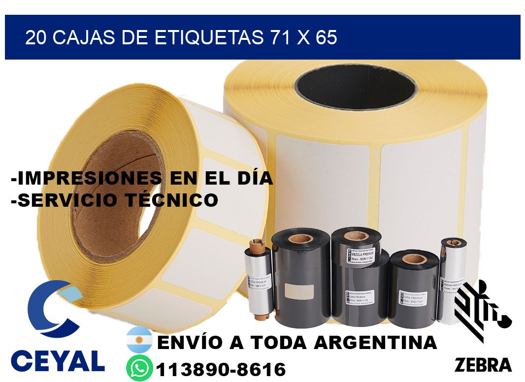 20 cajas de etiquetas 71 x 65