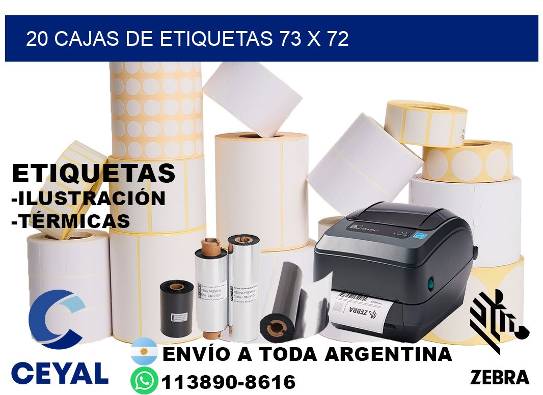 20 cajas de etiquetas 73 x 72