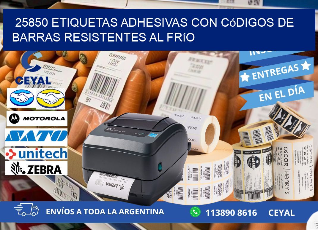 25850 Etiquetas adhesivas con códigos de barras resistentes al frío