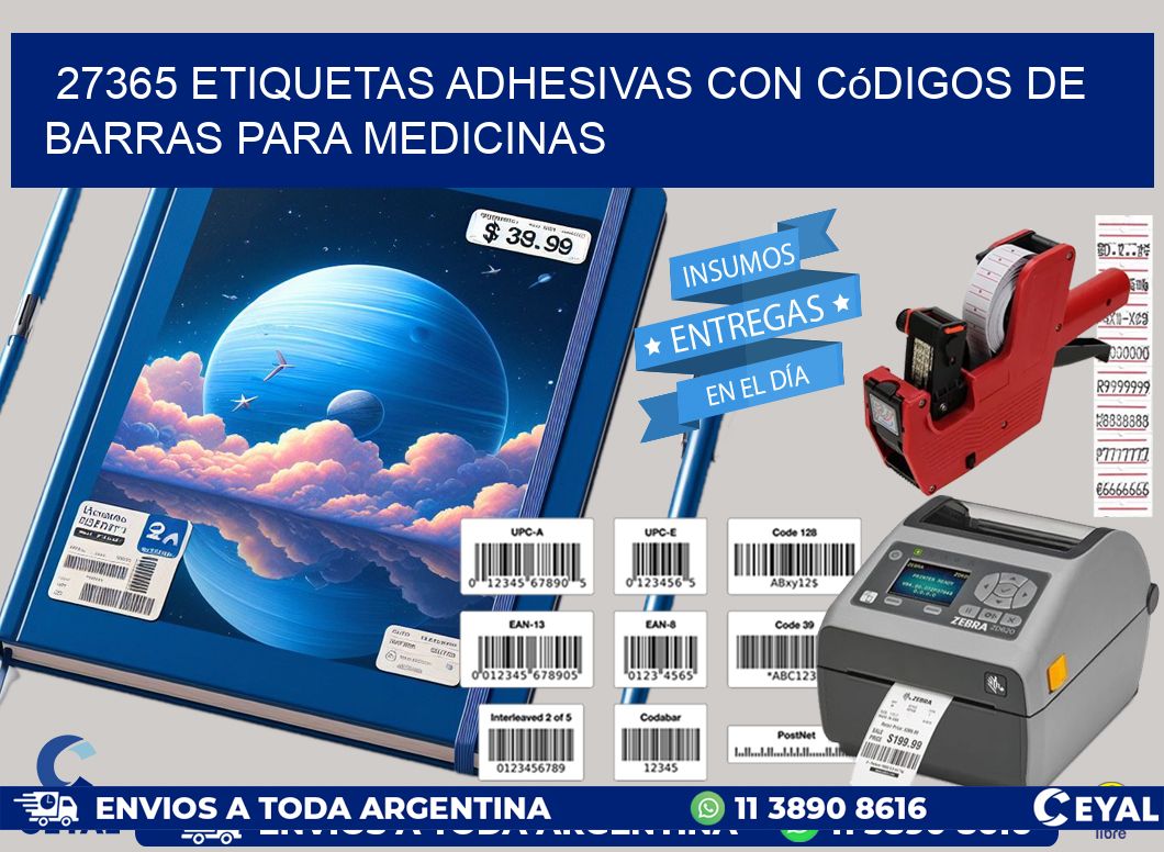 27365 etiquetas adhesivas con códigos de barras para medicinas