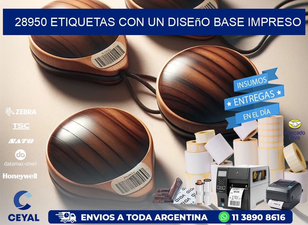 28950 etiquetas con un diseño base impreso