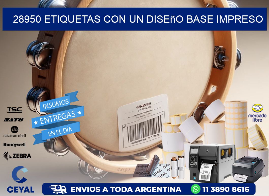 28950 etiquetas con un diseño base impreso