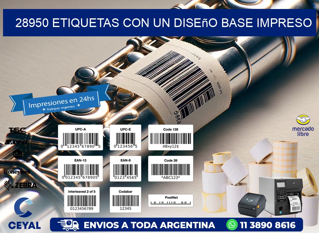28950 etiquetas con un diseño base impreso