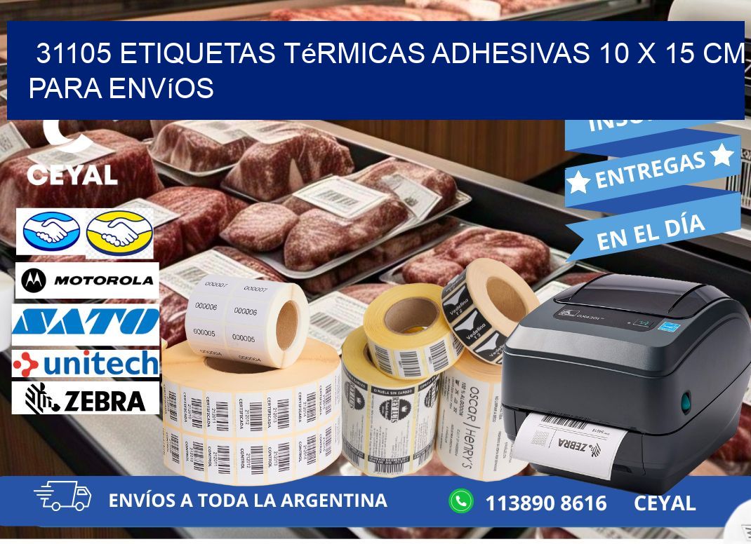 31105 Etiquetas Térmicas Adhesivas 10 x 15 cm para Envíos