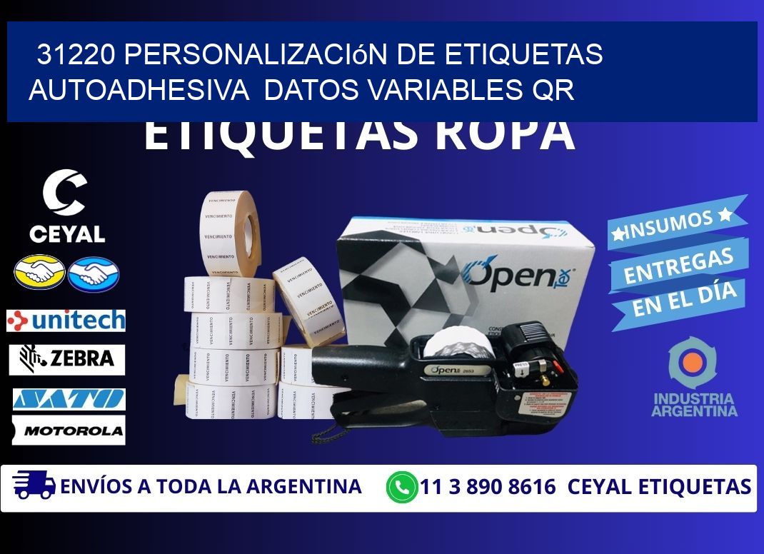 31220 Personalización de etiquetas autoadhesiva  datos variables QR