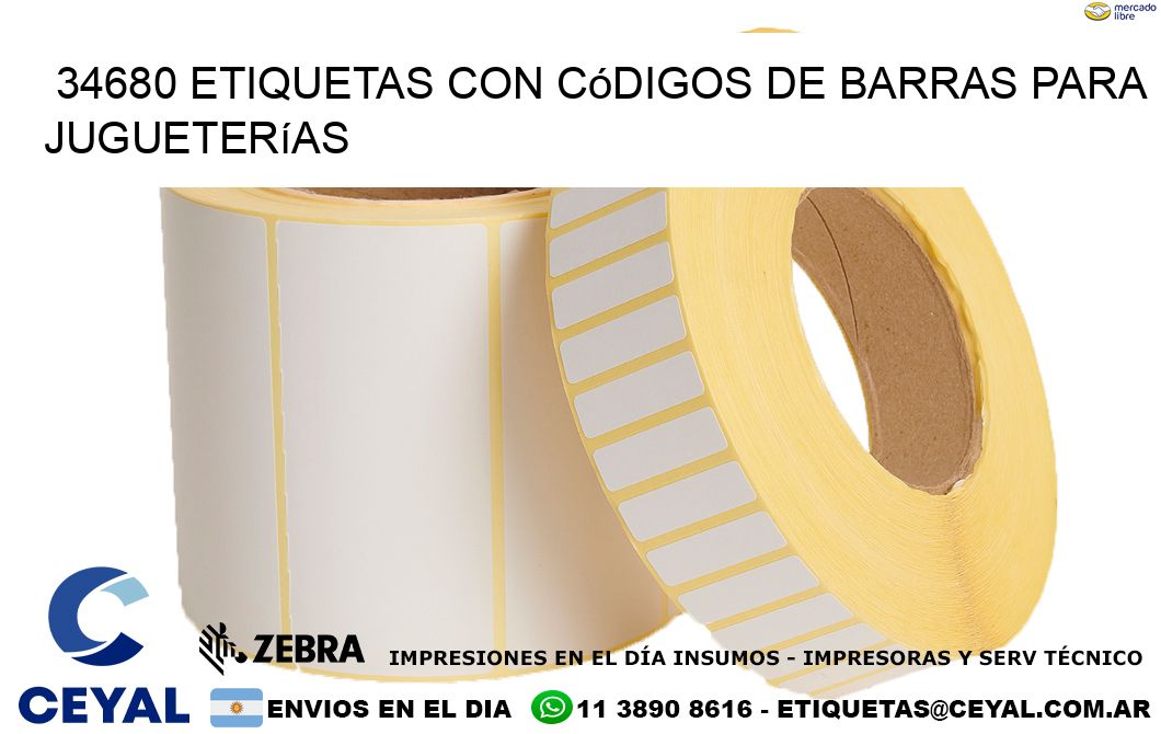 34680 etiquetas con códigos de barras para jugueterías