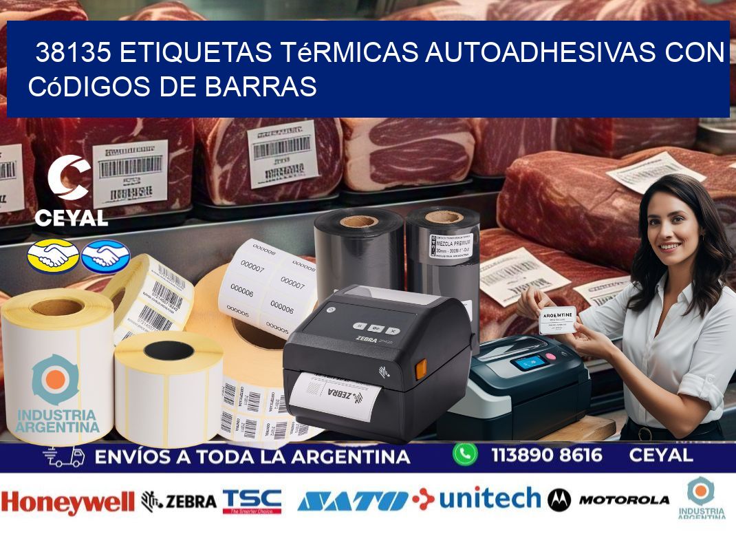 38135 Etiquetas térmicas autoadhesivas con códigos de barras