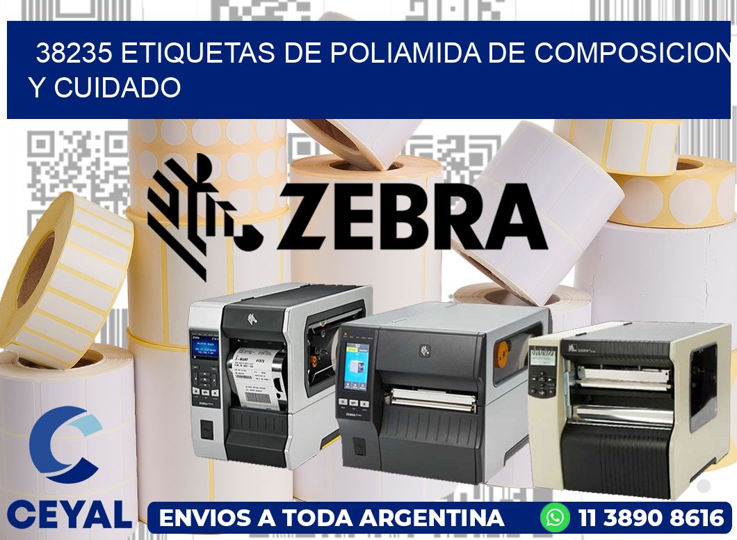 38235 etiquetas de poliamida de composicion y cuidado