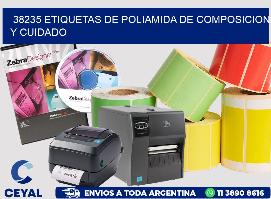 38235 etiquetas de poliamida de composicion y cuidado
