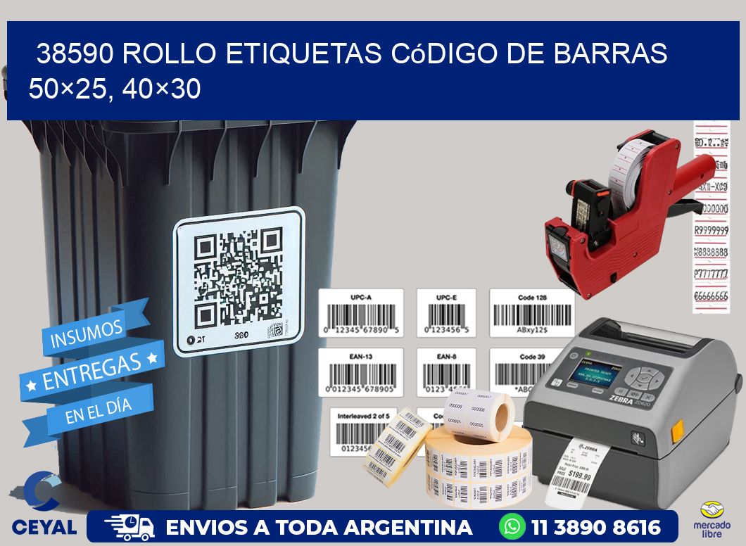 38590 rollo etiquetas código de barras 50×25, 40×30
