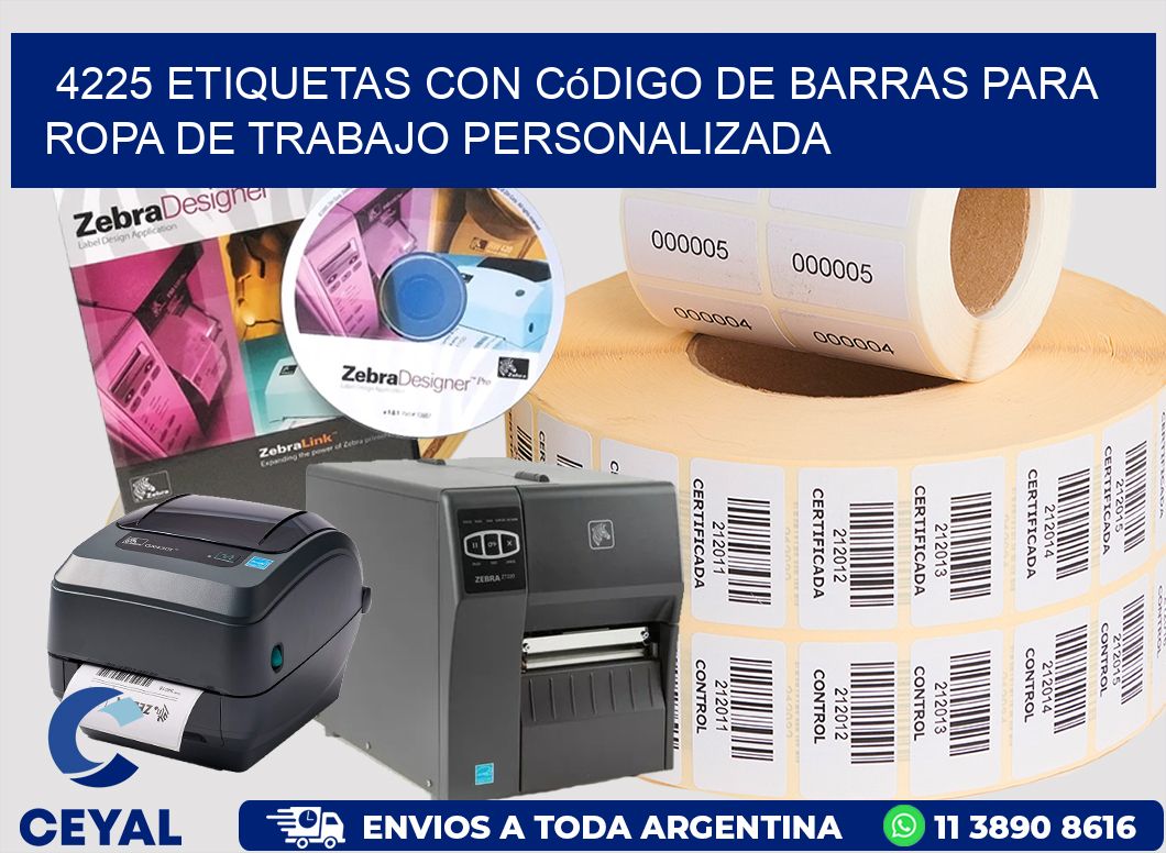 4225 Etiquetas con código de barras para ropa de trabajo personalizada