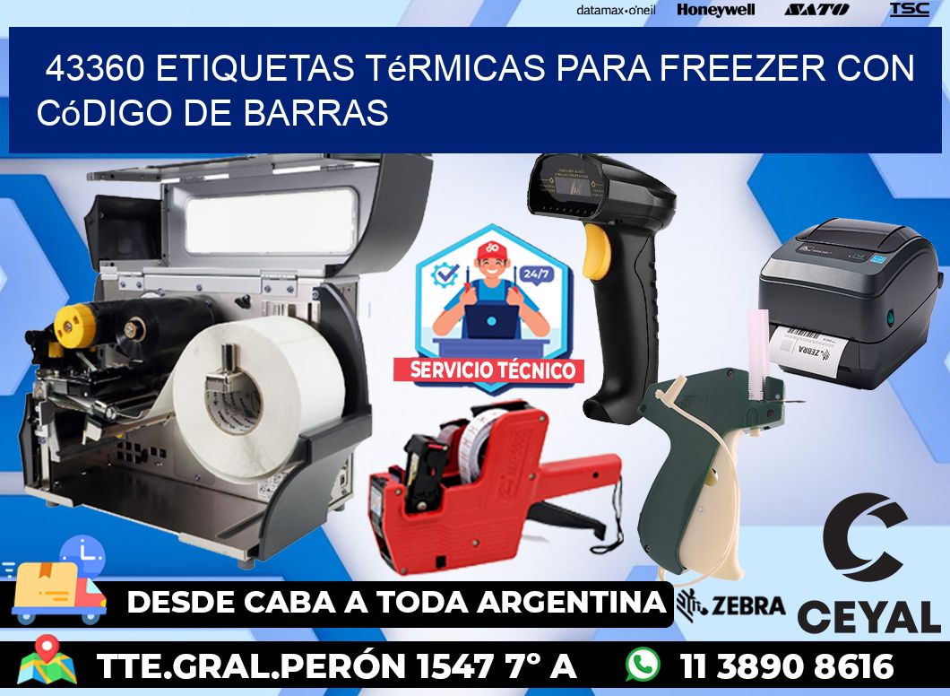 43360 etiquetas térmicas para freezer con código de barras