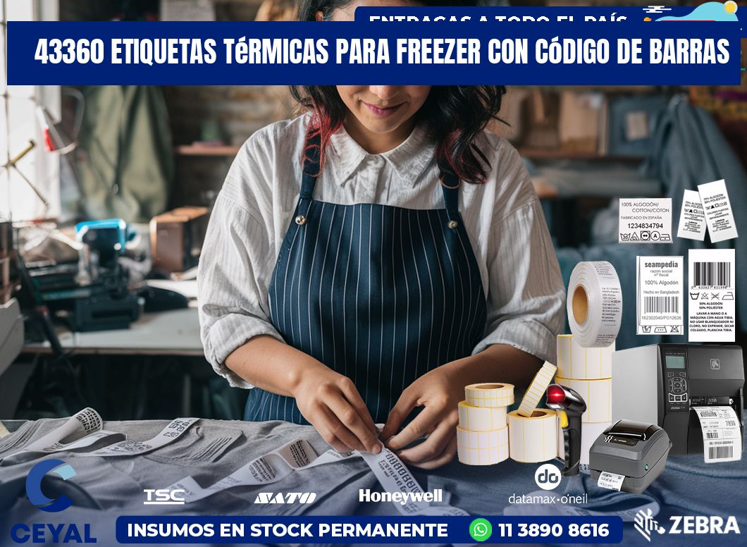 43360 etiquetas térmicas para freezer con código de barras