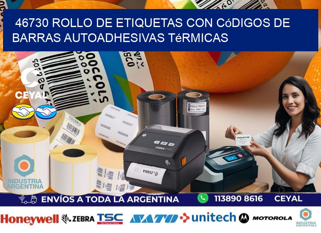 46730 Rollo de etiquetas con códigos de barras autoadhesivas térmicas