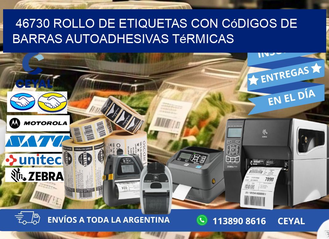 46730 Rollo de etiquetas con códigos de barras autoadhesivas térmicas