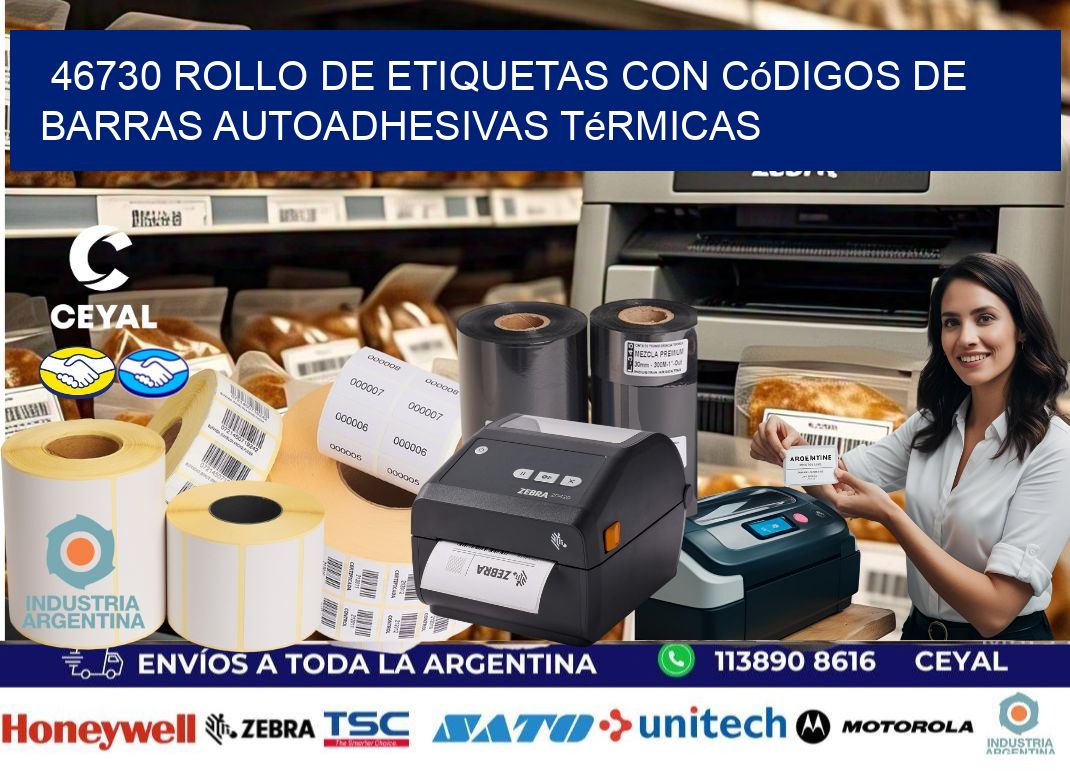 46730 Rollo de etiquetas con códigos de barras autoadhesivas térmicas