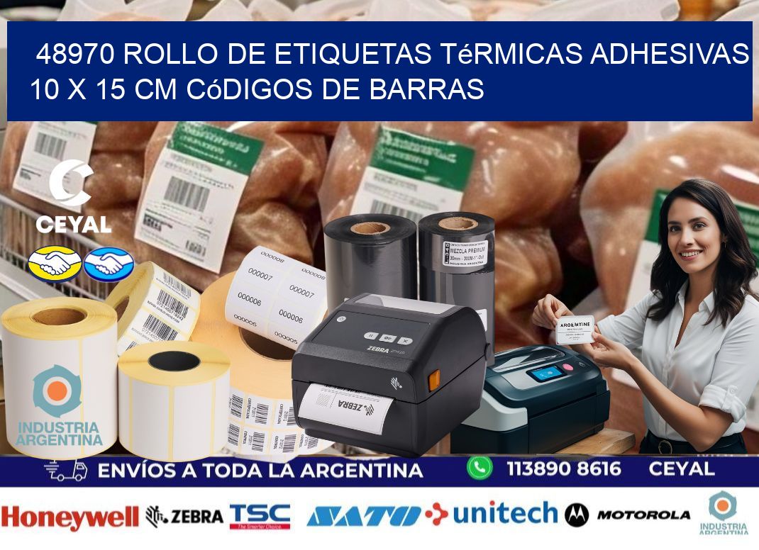 48970 Rollo de Etiquetas Térmicas Adhesivas 10 x 15 cm Códigos de Barras