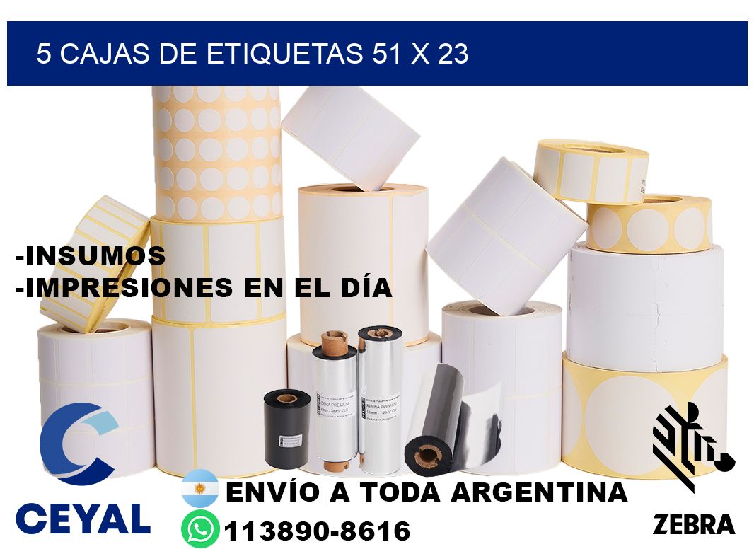 5 cajas de etiquetas 51 x 23