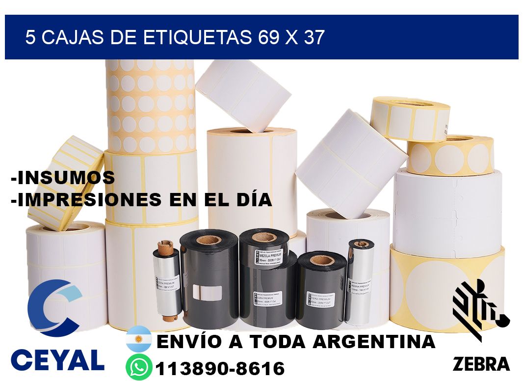 5 cajas de etiquetas 69 x 37