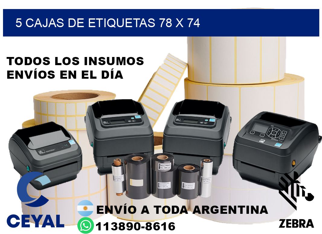 5 cajas de etiquetas 78 x 74