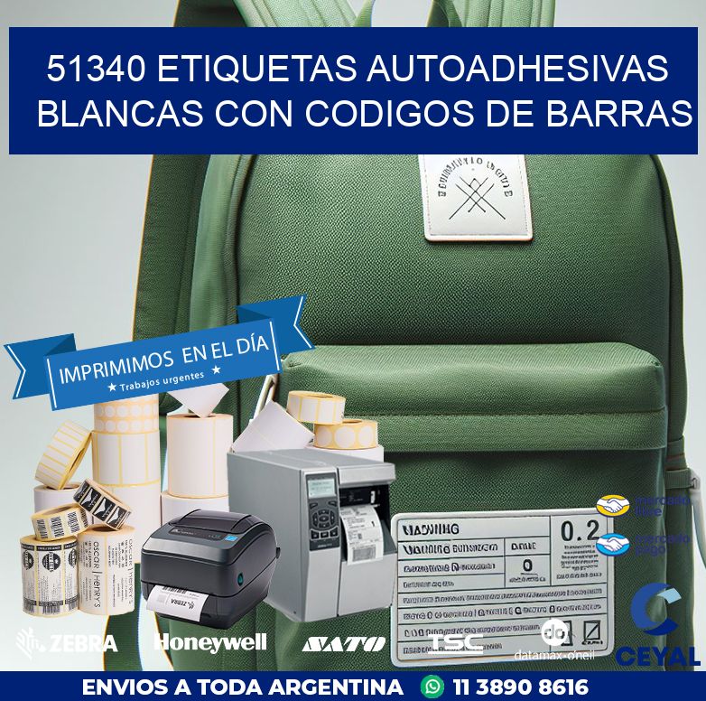 51340 etiquetas autoadhesivas blancas con codigos de barras