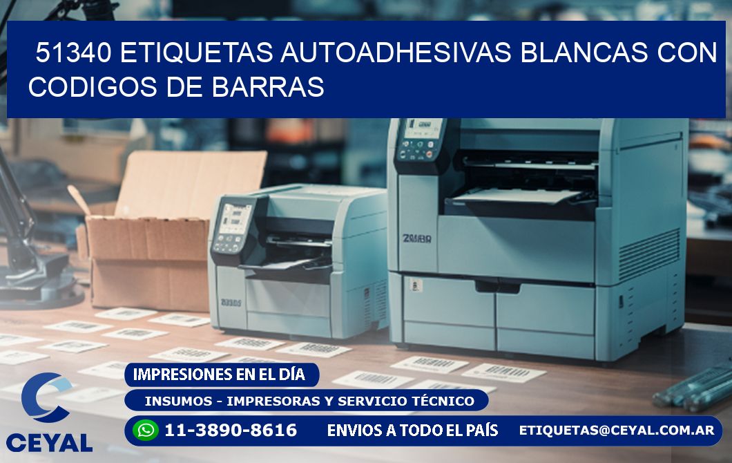 51340 etiquetas autoadhesivas blancas con codigos de barras