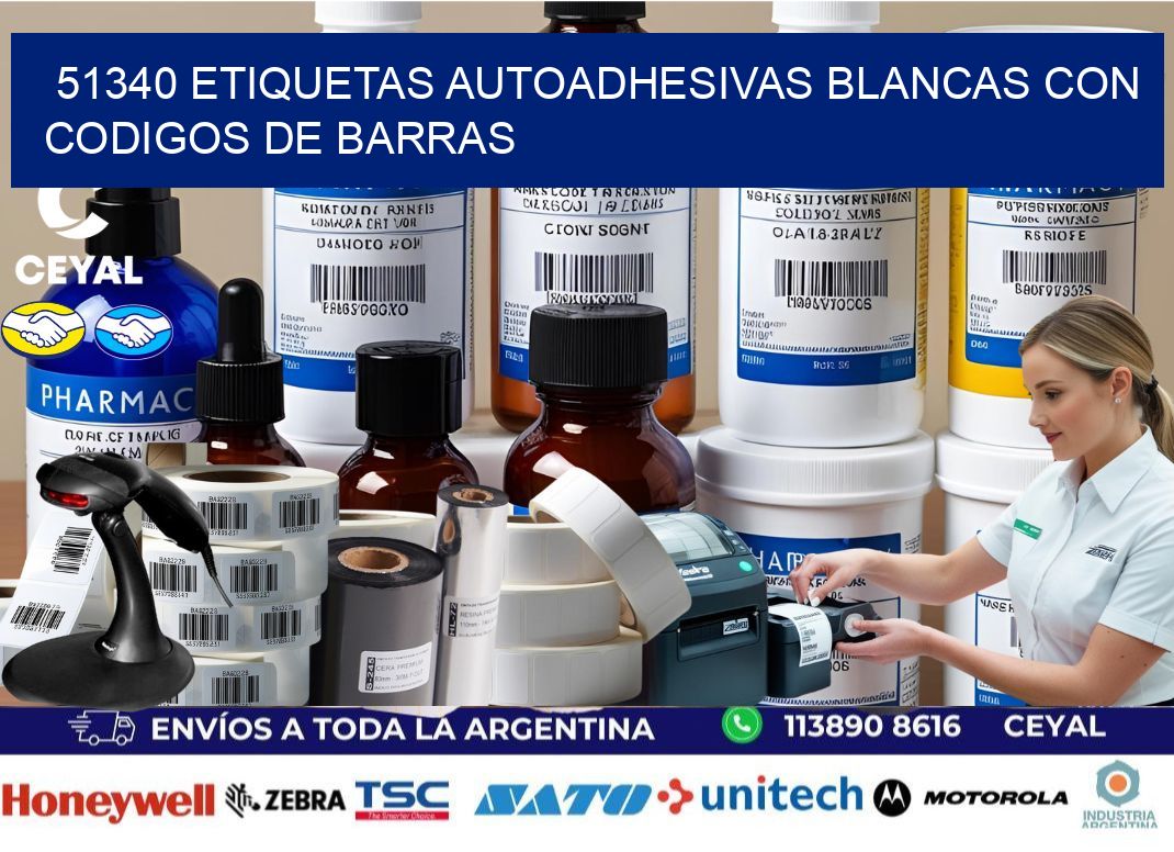 51340 etiquetas autoadhesivas blancas con codigos de barras