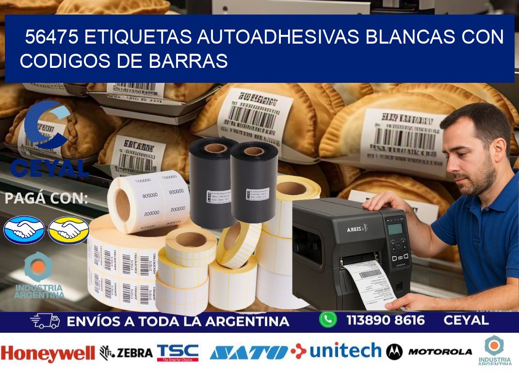 56475 etiquetas autoadhesivas blancas con codigos de barras