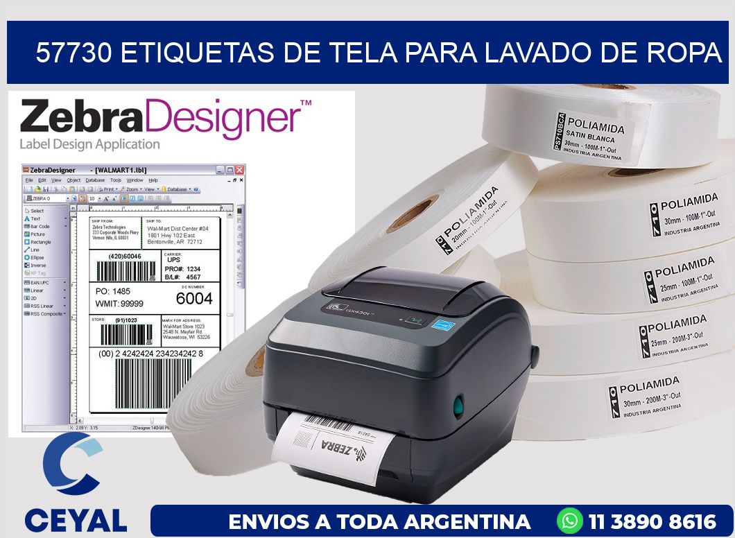 57730 Etiquetas de tela para lavado de ropa
